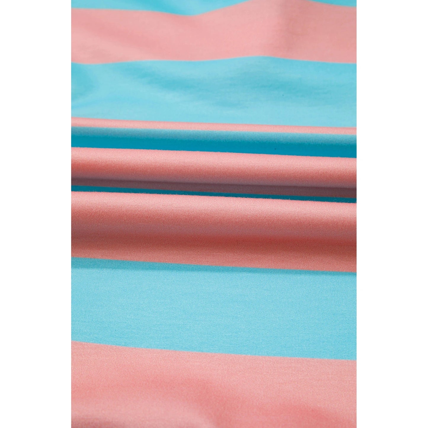 RTS Pink Stripe Colorblock Drop Shoulder Buttoned Collar Side Slit Pullover Top