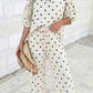Sue Off White Polka Dot Half Sleeve Loose Top Elastic Waist Casual Pants Set