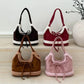 Faux Shearling Shoulder Bag with Bow Detail - 4 Colors