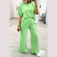 Susan Green Oversize Tee Pocketed Casual Pants 2pcs Outfit