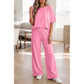 Susan Pink Oversize Tee Pocketed Casual Pants 2pcs Outfit