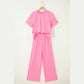 Susan Pink Oversize Tee Pocketed Casual Pants 2pcs Outfit