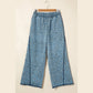 Susina Blue Leopard Print Exposed Seam Detail Wide Leg Drawstring Jeans