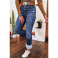Suzan Folded Cuffs Distressed Straight High Waist Jeans
