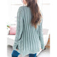 Suzu Light Green Button Front Cable Knit Cardigan