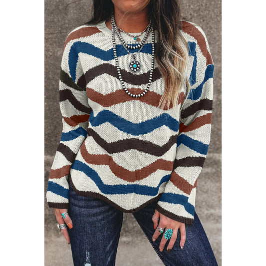 RTS Retro Wave Print Western Sweater