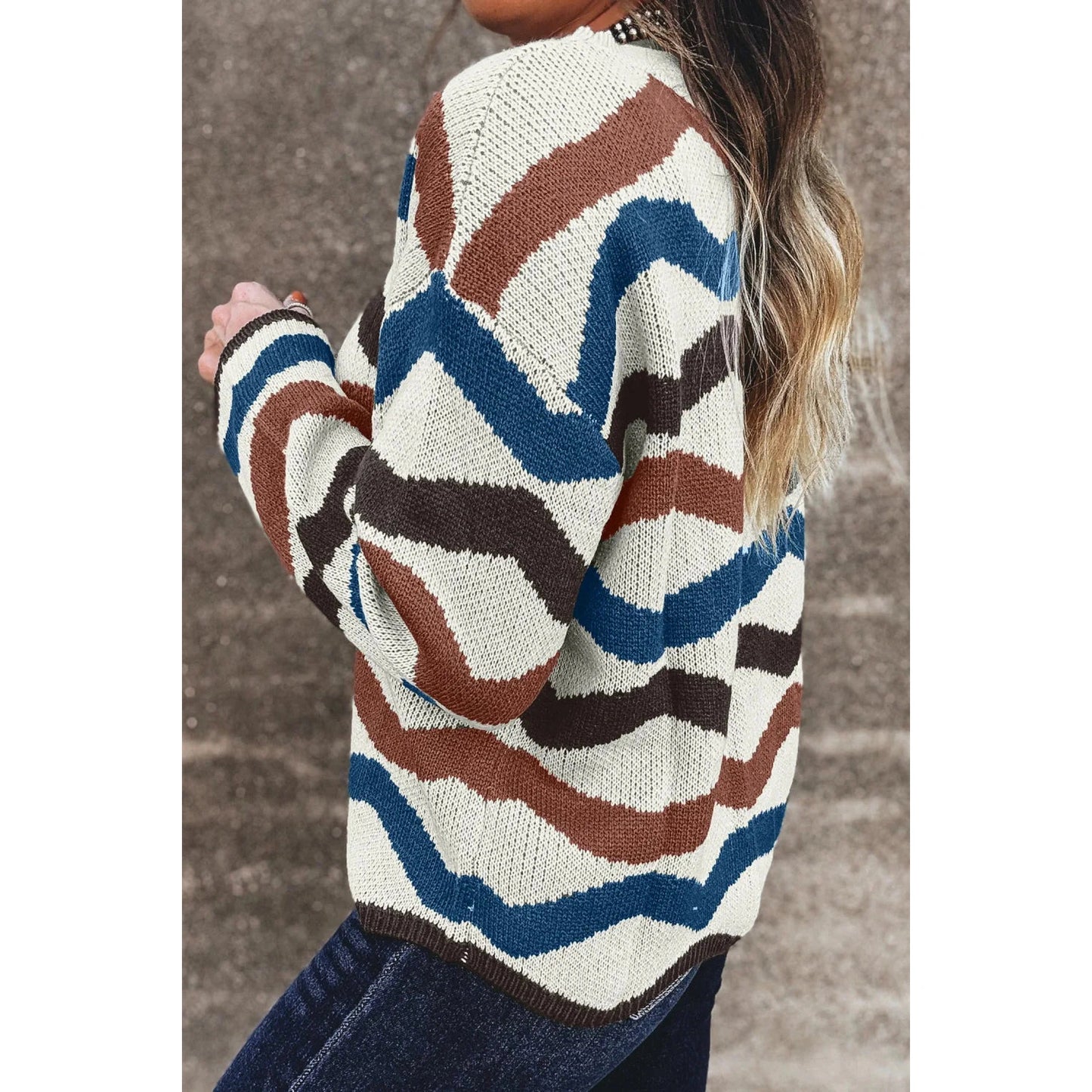 RTS Retro Wave Print Western Sweater