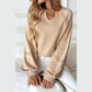 Maybelle Apricot Open V Neck Lace Decor Top