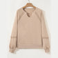 Maybelle Apricot Open V Neck Lace Decor Top
