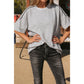 Tabby Light Grey Patchwork Detail Raw Edge Oversize Tee