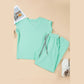 Taryn Mint Green V Neck Tee Drawstring Pant Set