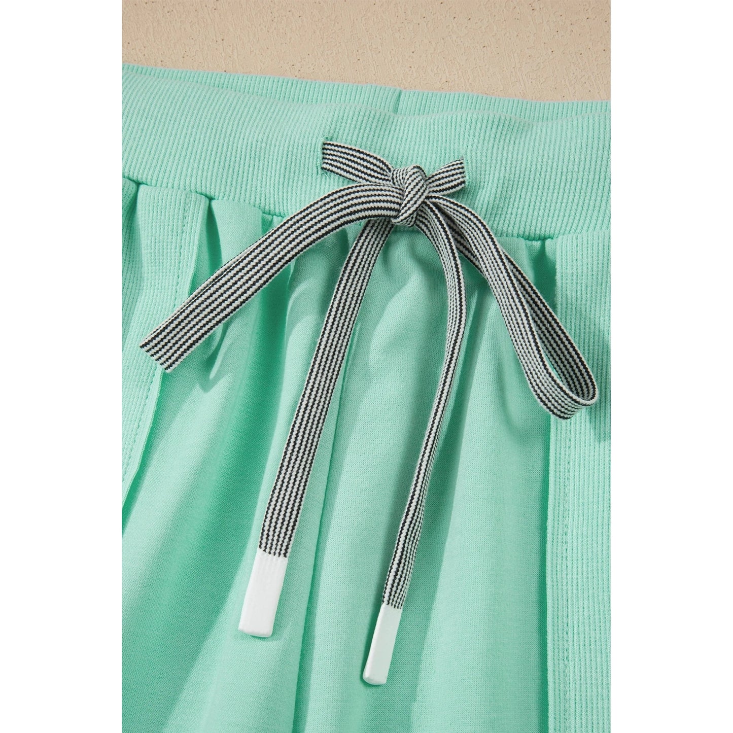 Taryn Mint Green V Neck Tee Drawstring Pant Set