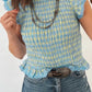 Theresa Gingham Smoked Lace Trim Tank Top