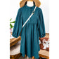 REDUCED!!!  Tabatha Blue Corduroy Snap Buttons Empire Waist Bracelet Sleeve Dress  REDUCED!!!