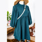 REDUCED!!!  Tabatha Blue Corduroy Snap Buttons Empire Waist Bracelet Sleeve Dress  REDUCED!!!