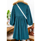 REDUCED!!!  Tabatha Blue Corduroy Snap Buttons Empire Waist Bracelet Sleeve Dress  REDUCED!!!