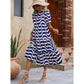 Tabi Blue Puff Sleeve Tiered Loose Maxi Dress