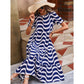 Tabi Blue Puff Sleeve Tiered Loose Maxi Dress
