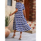 Tabi Blue Puff Sleeve Tiered Loose Maxi Dress