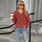 Tahlia Rust Half Button Drawstring Hooded Top