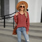 Tahlia Rust Half Button Drawstring Hooded Top