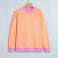 Tailor Grapefruit Orange Colorblock Trim Crewneck Long Sleeve Pullover Sweatshirt
