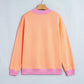 Tailor Grapefruit Orange Colorblock Trim Crewneck Long Sleeve Pullover Sweatshirt