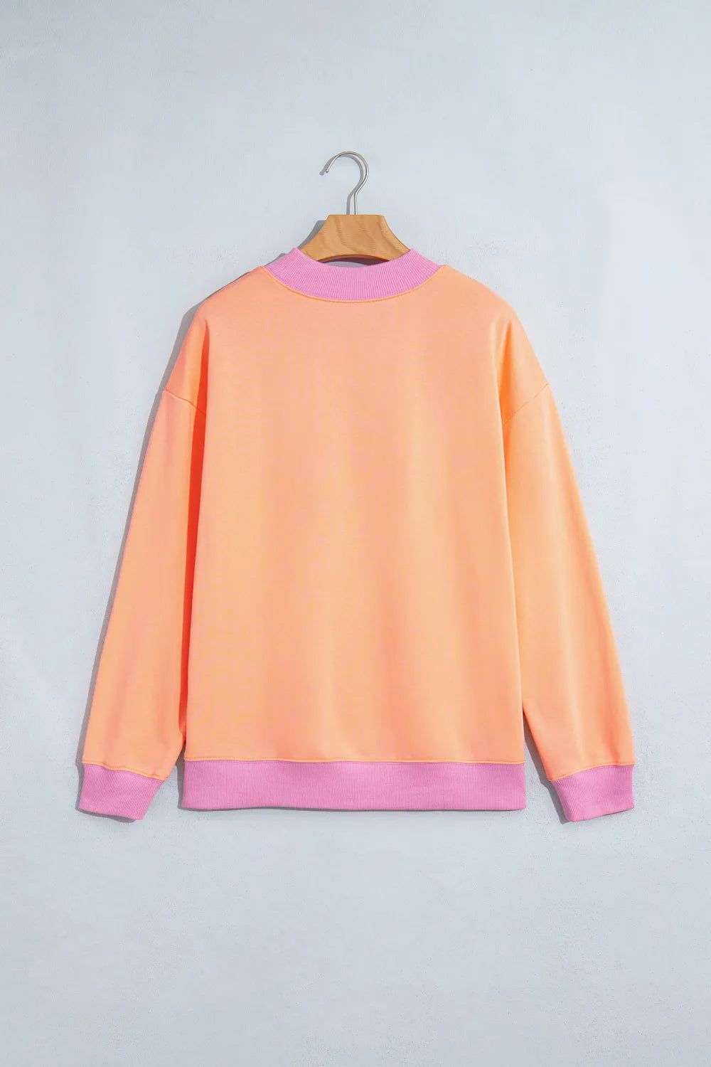 Tailor Grapefruit Orange Colorblock Trim Crewneck Long Sleeve Pullover Sweatshirt