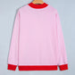 Tailor Pink Colorblock Trim Crewneck Long Sleeve Pullover Sweatshirt