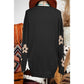 Tali Black Floral Print Knitted Open Front Loose Cardigan