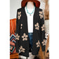 Tali Black Floral Print Knitted Open Front Loose Cardigan