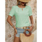 Talia Green Textured Keyhole Blouse