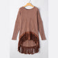 Tamara Waffle Knit Fringed High Low Loose Top