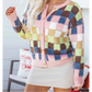 SALE!!!  Taralyn Plush Checkered Pattern Button Front Cardigan Sweater