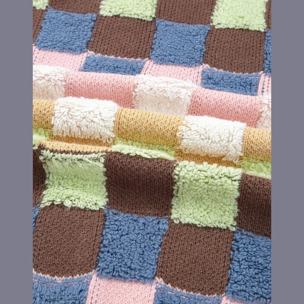 SALE!!!  Taralyn Plush Checkered Pattern Button Front Cardigan Sweater