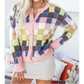 SALE!!!  Taralyn Plush Checkered Pattern Button Front Cardigan Sweater