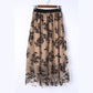 Taran Floral Leaves Embroidered High Waist Maxi Skirt