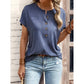 Tarilyn Blue Half Button Short Sleeve Top