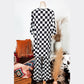 Taryn Black Checkered Print Half Sleeve Tunic Top and Flared Pants Set