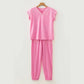 Taryn Pink V Neck Tee Drawstring Pant Set