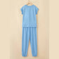 Taryn Beau Blue V Neck Tee Drawstring Pant Set