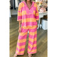 Tatiana Orange Stripe Colorblock Half Sleeve Top Casual Loose Pants 2pcs Set
