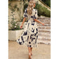 Tati V Neck Puff Sleeve Midi Dress