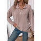 Taylee Khaki Striped Zipper Long Sleeved Sweatshirt