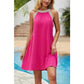 Taylor Hot Pink Halter Neck Dress