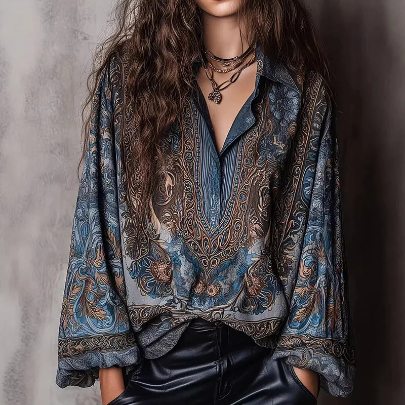 Teah Boho Paisley Luxe Blouse