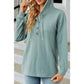 Temperance Mint Green Button Front Textured Drawstring Hooded Long Sleeve Top