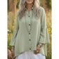 Tera Green Bell Sleeve Button Up Blouse