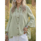 Tera Green Bell Sleeve Button Up Blouse