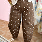 Terra Brown Tailored Seam Polka Dot Print Ankle Length Casual Jeans